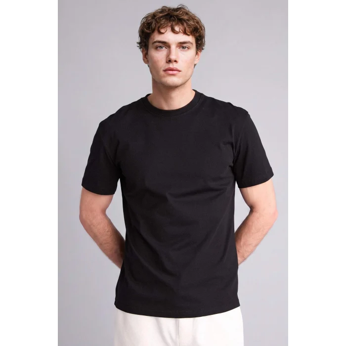 Defacto V7699AZBK81 Siyah NEW REGULAR FIT %100 Pamuk Basic Tişört