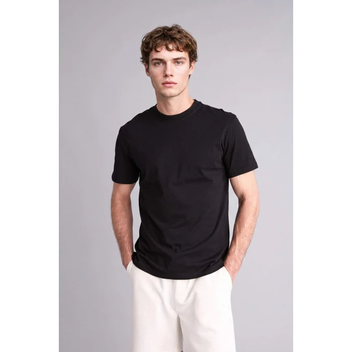 Defacto V7699AZBK81 Siyah NEW REGULAR FIT %100 Pamuk Basic Tişört