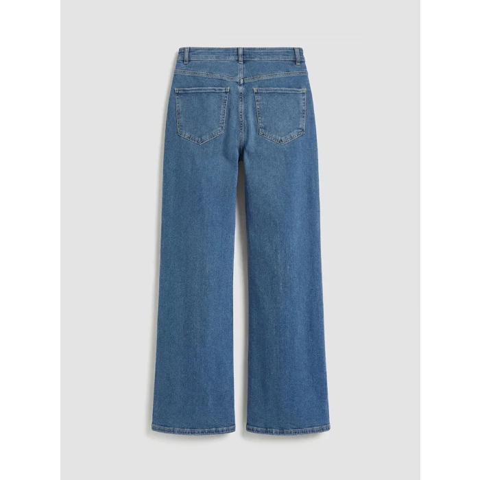 LCWAIKIKI Classic İndigo Yüksek Bel Wideleg Kadın Jean Pantolon