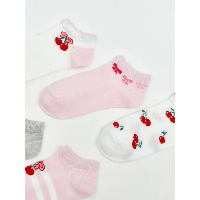 LCW Kids Ekru Desenli Kız Çocuk Patik Çorap 5li