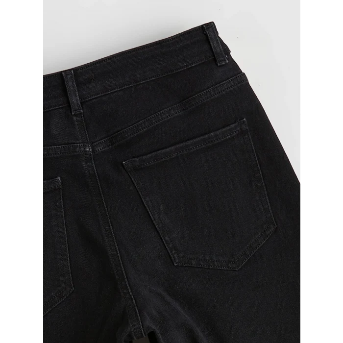 LCWAIKIKI Classic Siyah Yüksek Bel Wideleg Kadın Jean Pantolon