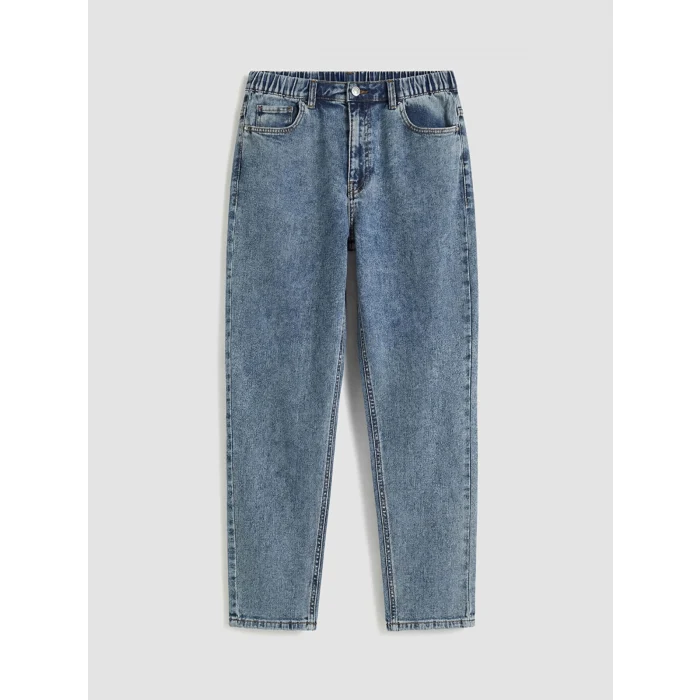 LCWAIKIKI Classic İndigo Beli Lastikli Slim Mom Kadın Jean Pantolon