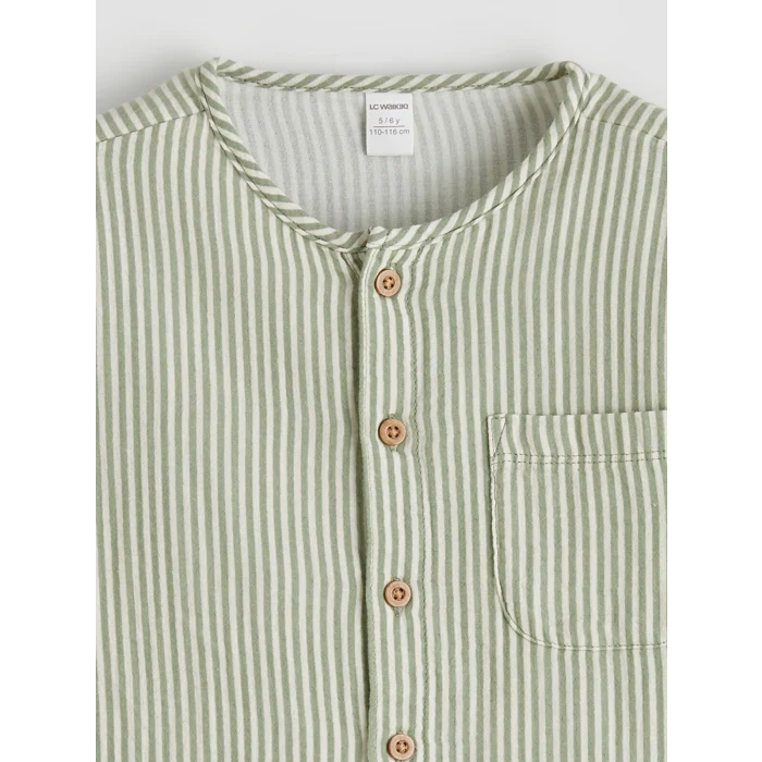 LCW Kids Ekru Hakim Yaka Çizgili Erkek Çocuk Gömlek ve Pantolon