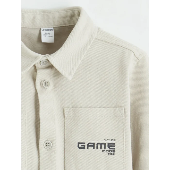LCW Kids Gri Cepli Erkek Çocuk Gabardin Gömlek