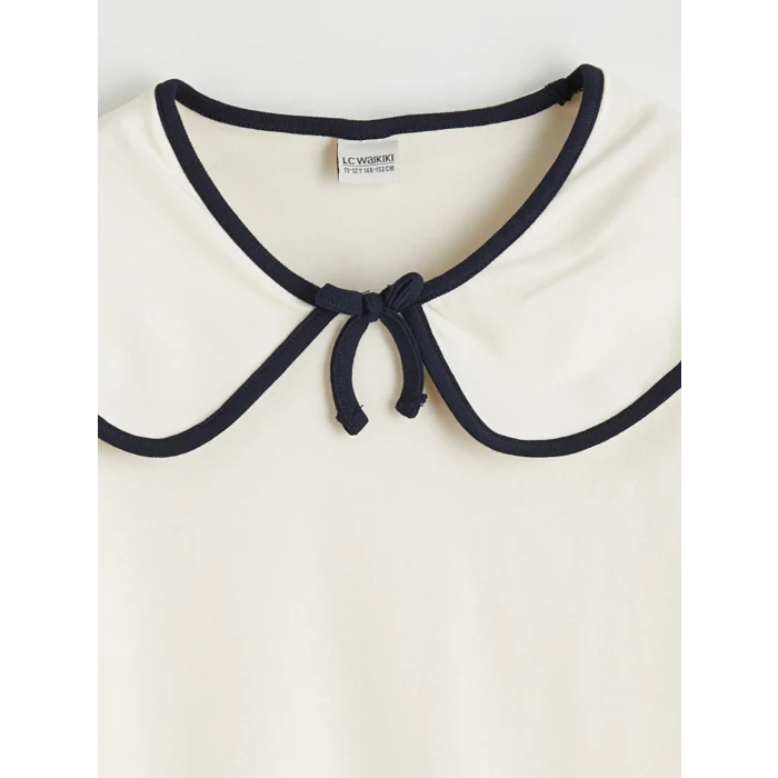 LCW Kids Ekru Bebe Yaka Kız Çocuk Tişört