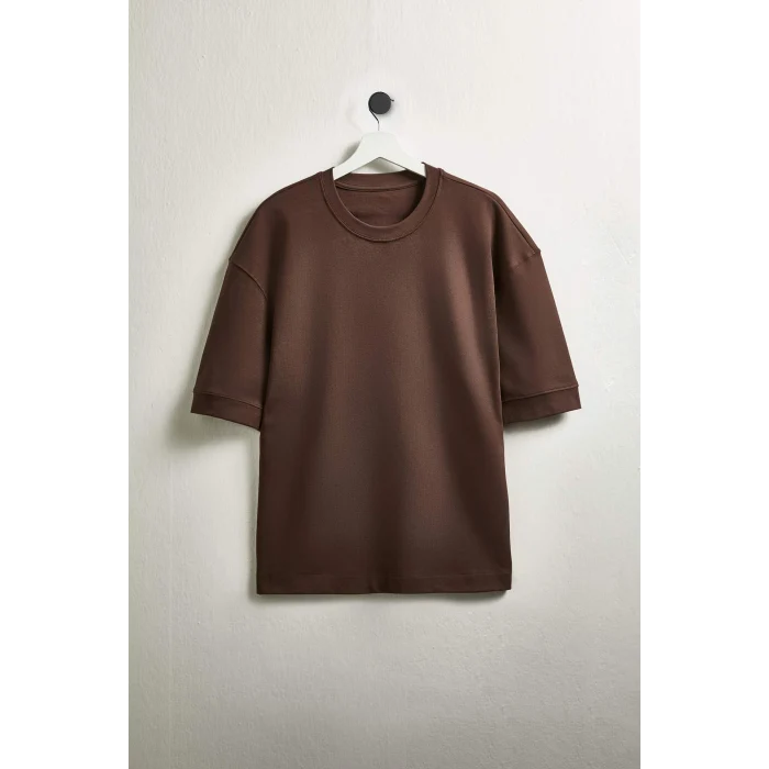 Defacto B4844AXBN151 Kahve LOOSE FIT Nefes Alabilen Kumaş Tişört