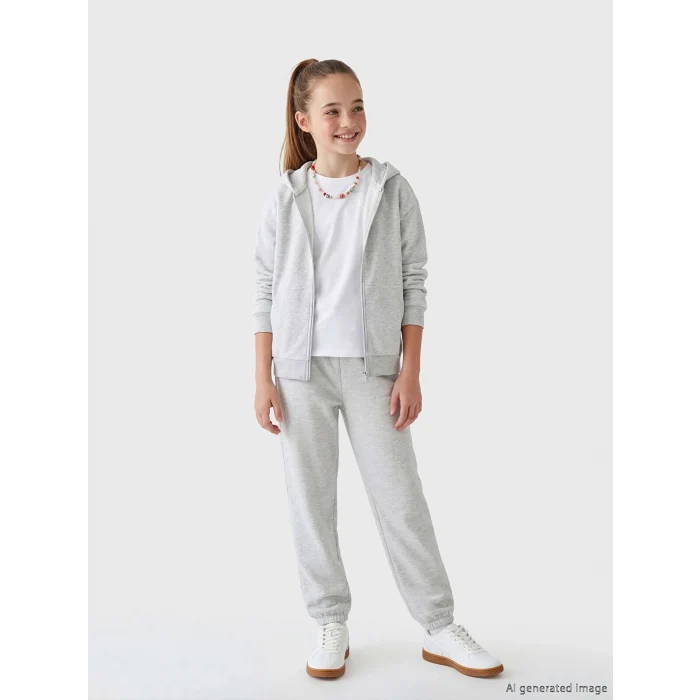 LCW Kids Gri Kız Çocuk Soft Touch Jogger Eşofman Altı