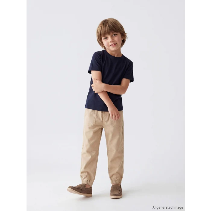 LCW Kids Bej Beli Lastikli Erkek Çocuk Jogger Pantolon