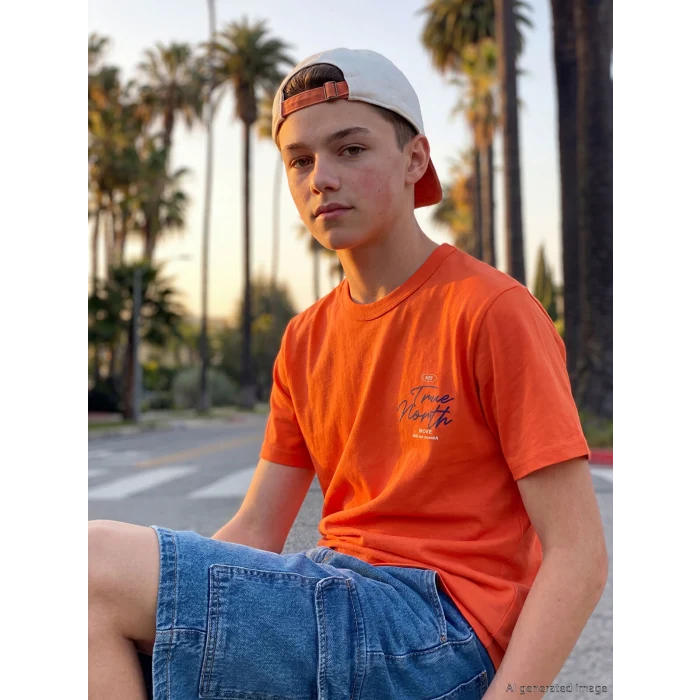 LCW Kids Turuncu Baskılı Erkek Çocuk Tişört