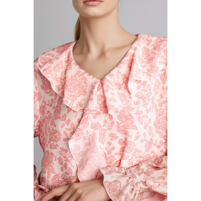 Defacto G8784AXPN111 Pembe Desenli Uzun Kollu Bluz