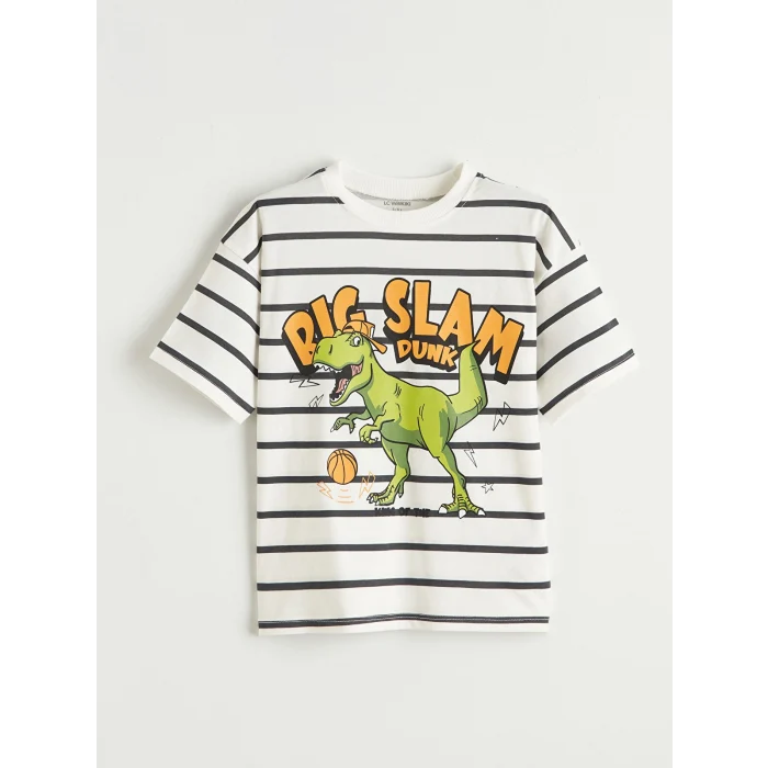 LCW Kids Ekru Baskılı Erkek Çocuk Tişört ve Şort