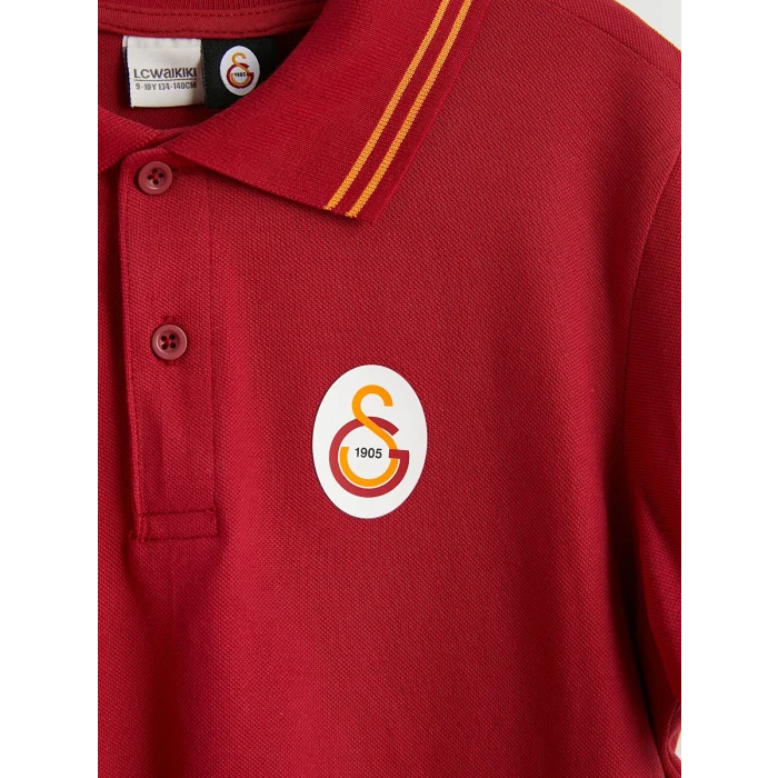 LCW Kids Kırmızı Polo Yaka Galatasaray Baskılı Erkek Çocuk Tişört