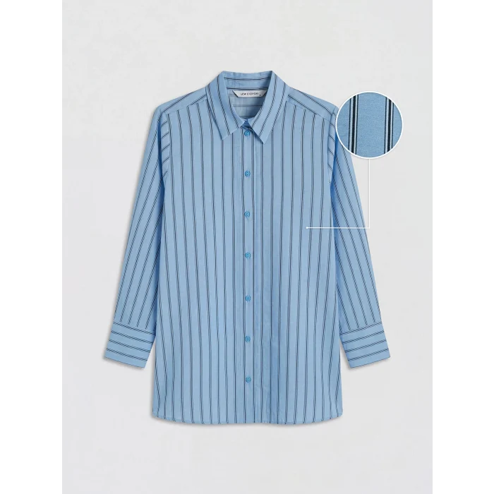 LCW EVERYDAY Mavi Çizgili Oversize Kadın Gömlek Tunik