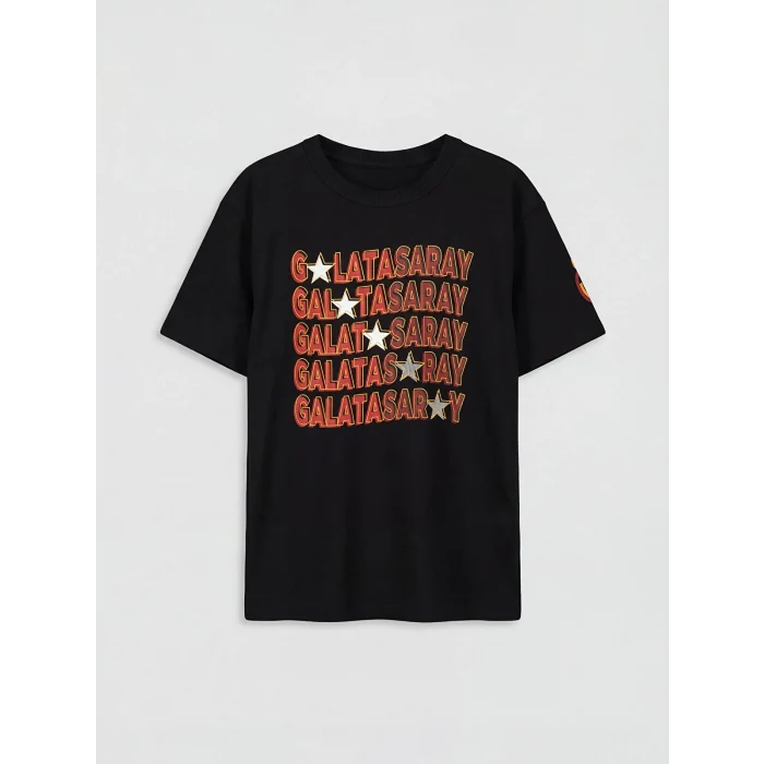 LCW Kids Siyah Galatasaray Baskılı Erkek Çocuk Tişört