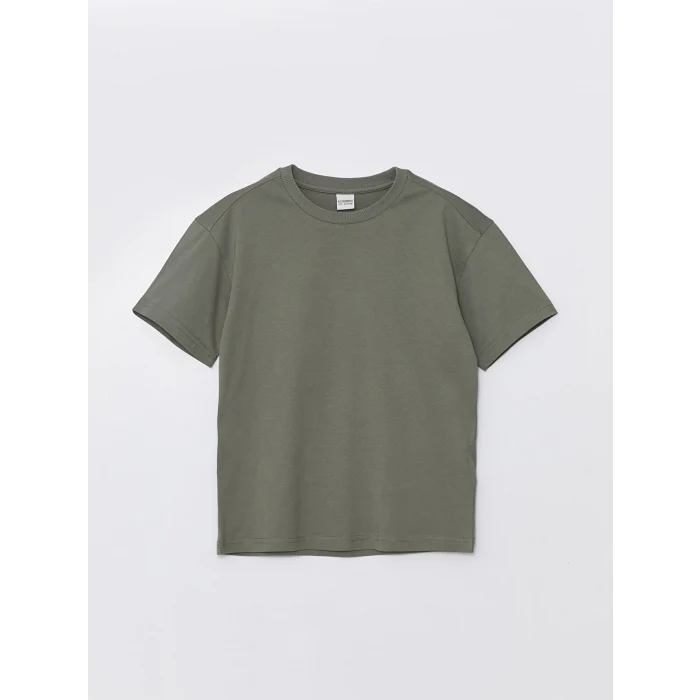 LCW Kids Haki Oversize Bisiklet Yaka Erkek Çocuk Tişört