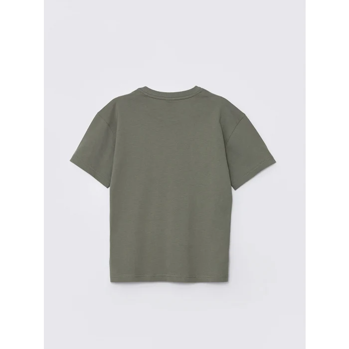 LCW Kids Haki Oversize Bisiklet Yaka Erkek Çocuk Tişört
