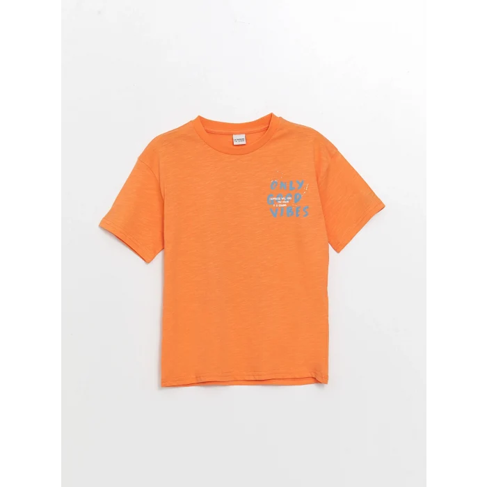 LCW Kids Turuncu Oversize Bisiklet Yaka Erkek Çocuk Tişört