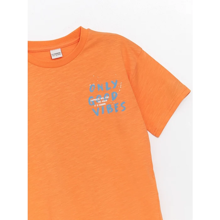 LCW Kids Turuncu Oversize Bisiklet Yaka Erkek Çocuk Tişört