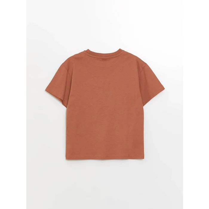 LCW Kids Kahverengi Oversize Bisiklet Yaka Erkek Çocuk Tişört