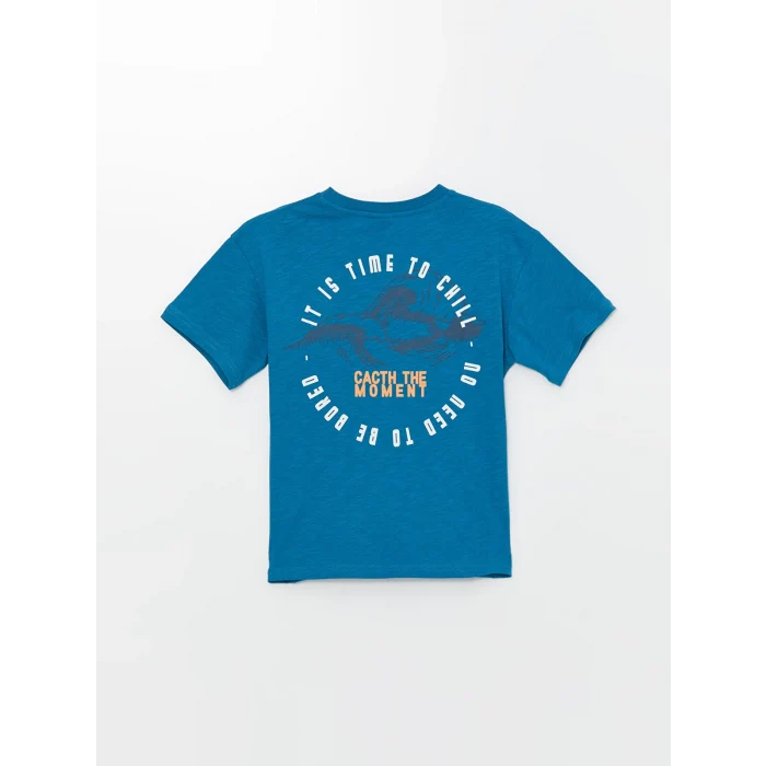 LCW Kids Mavi Oversize Bisiklet Yaka Erkek Çocuk Tişört