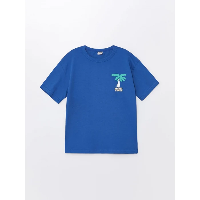 LCW Kids Mavi Oversize Bisiklet Yaka Erkek Çocuk Tişört