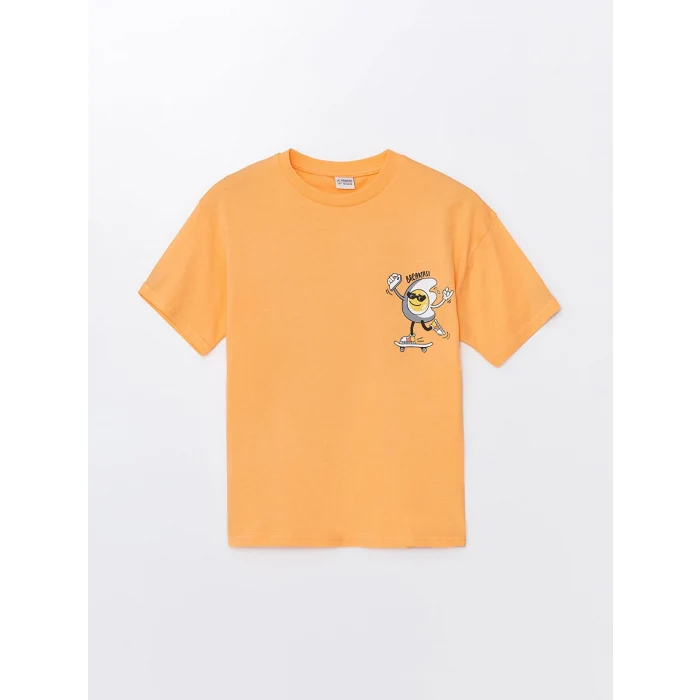 LCW Kids Turuncu Oversize Bisiklet Yaka Erkek Çocuk Tişört