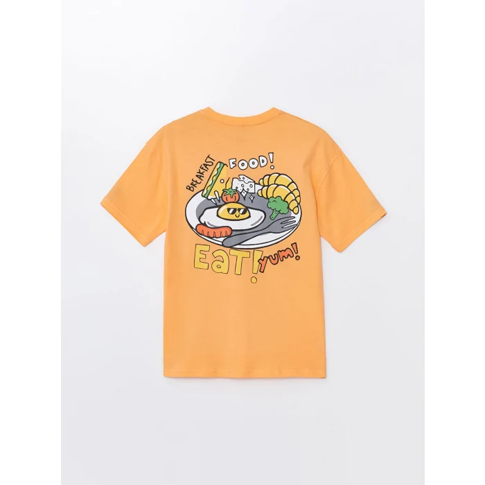 LCW Kids Turuncu Oversize Bisiklet Yaka Erkek Çocuk Tişört