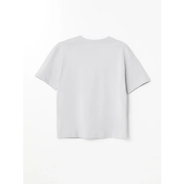 LCW Kids Gri Oversize Bisiklet Yaka Erkek Çocuk Tişört