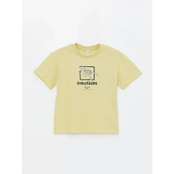 LCW Kids Yeşil Rahat Kalıp Bisiklet Yaka Erkek Çocuk Tişört