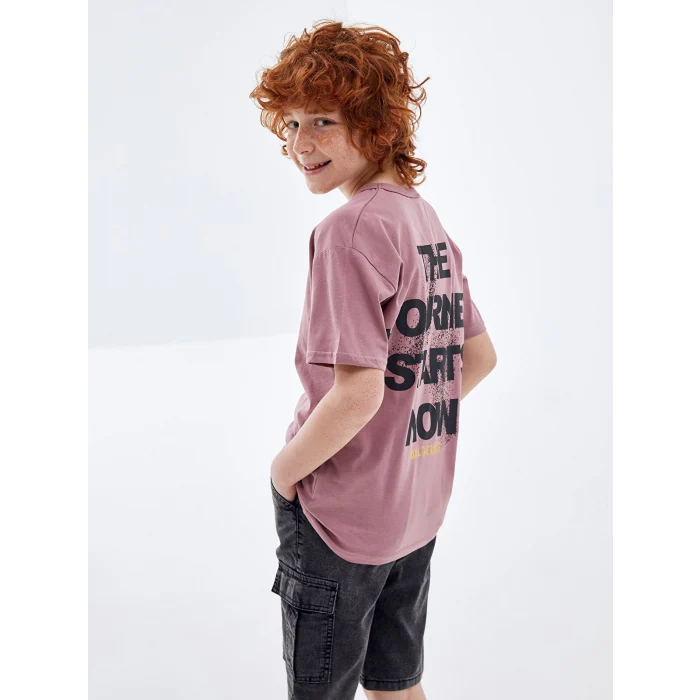 LCW Kids Pembe Oversize Bisiklet Yaka Erkek Çocuk Tişört