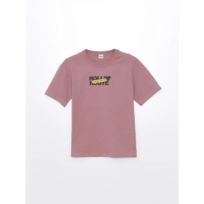 LCW Kids Pembe Oversize Bisiklet Yaka Erkek Çocuk Tişört