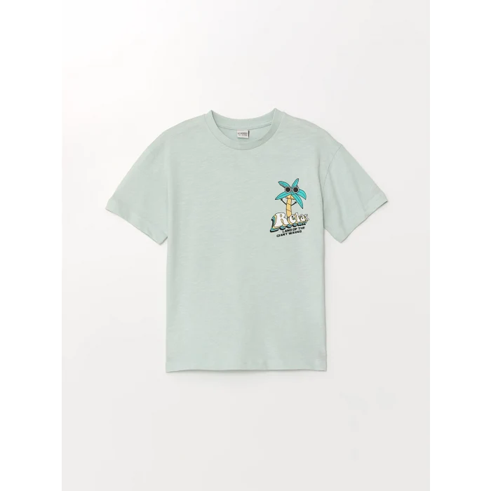 LCW Kids Turkuaz Oversize Bisiklet Yaka Erkek Çocuk Tişört