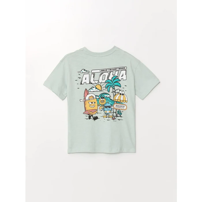 LCW Kids Turkuaz Oversize Bisiklet Yaka Erkek Çocuk Tişört