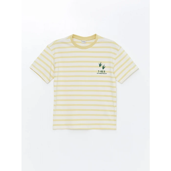 LCW Kids Yeşil Oversize Bisiklet Yaka Erkek Çocuk Tişört