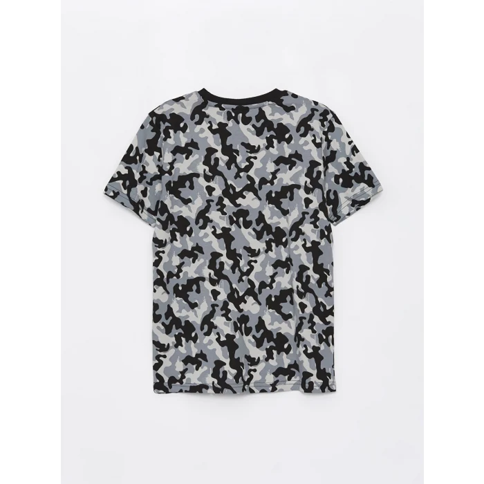 LCW Kids Haki Bisiklet Yaka Baskılı Kısa Kollu Erkek Çocuk Tişört