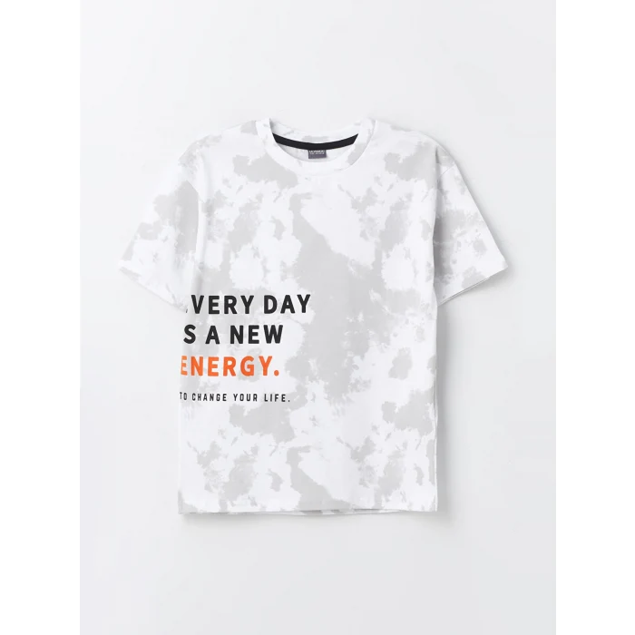 LCW Kids Gri Oversize Bisiklet Yaka Erkek Çocuk Tişört