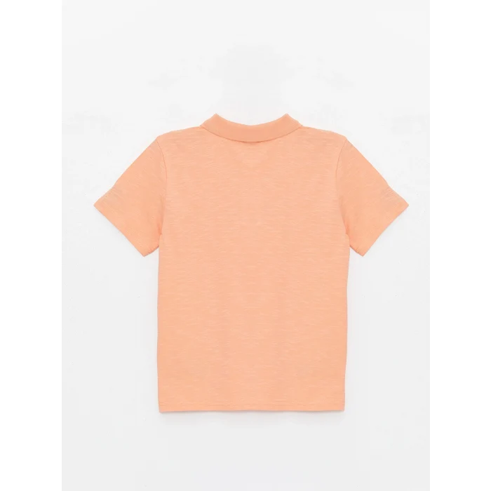LCW Kids Turuncu Polo Yaka Baskılı Kısa Kollu Erkek Çocuk Tişört