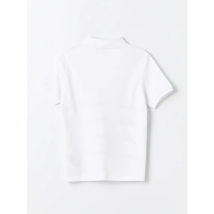 LCW Kids Beyaz Polo Yaka Çizgili Kısa Kollu Erkek Çocuk Tişört