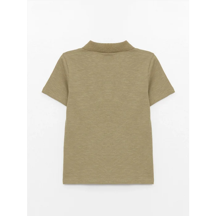 LCW Kids Haki Polo Yaka Baskılı Kısa Kollu Erkek Çocuk Tişört