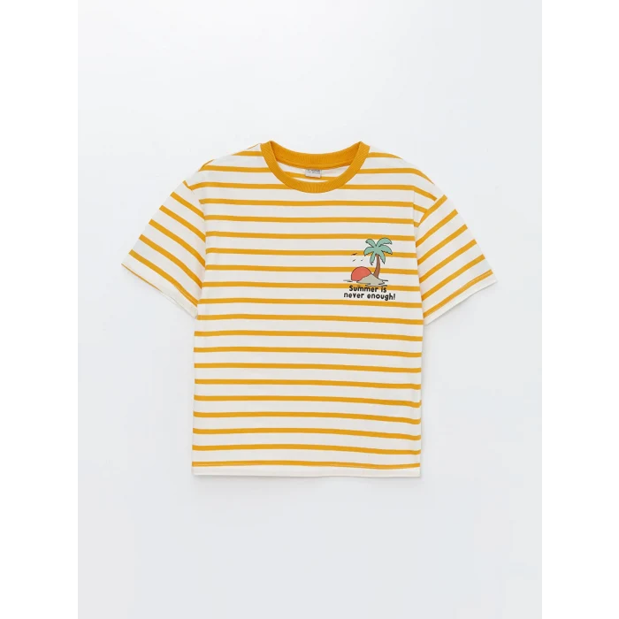 LCW Kids Sarı Rahat Kalıp Bisiklet Yaka Erkek Çocuk Tişört