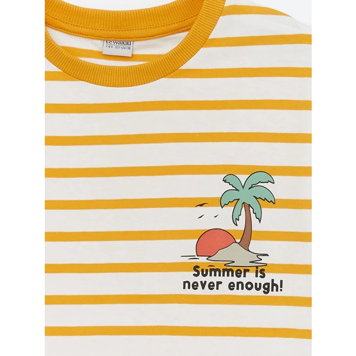 LCW Kids Sarı Rahat Kalıp Bisiklet Yaka Erkek Çocuk Tişört