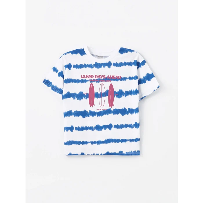 LCW Kids Beyaz Oversize Bisiklet Yaka Erkek Çocuk Tişört