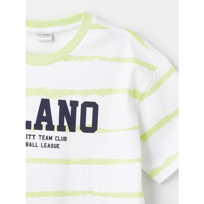 LCW Kids Yeşil Oversize Bisiklet Yaka Erkek Çocuk Tişört