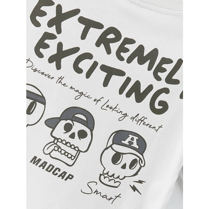 LCW Kids Gri Rahat Kalıp Bisiklet Yaka Erkek Çocuk Tişört