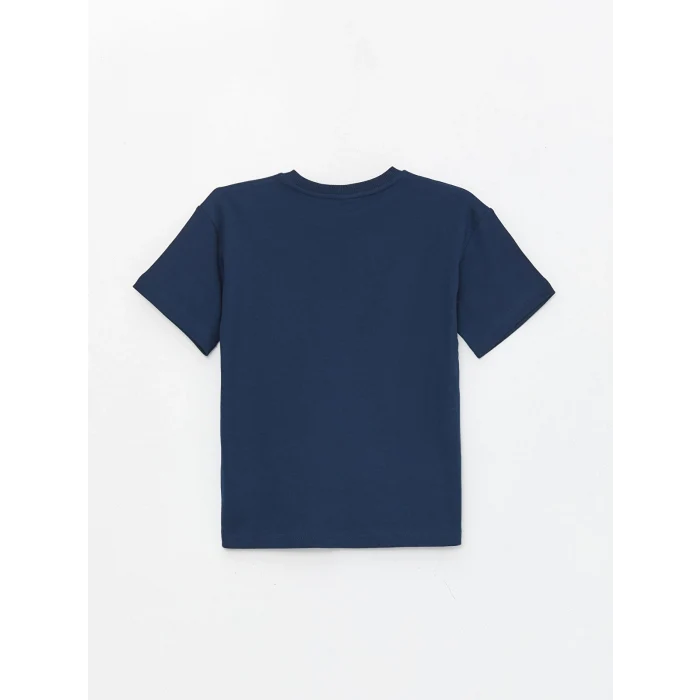 LCW Kids Lacivert Bisiklet Yaka Oversize Tok Kumaş Erkek Çocuk Tişört