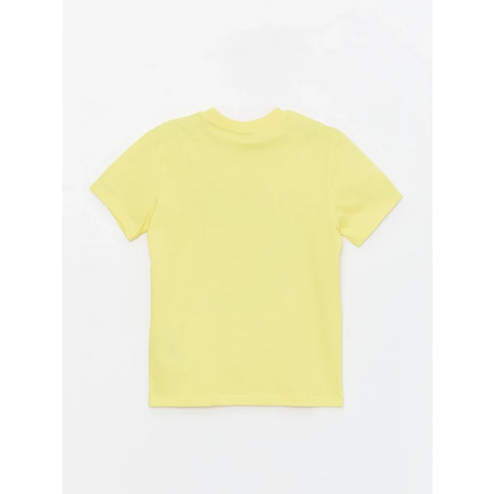 LCW Kids Sarı Bisiklet Yaka Baskılı Kısa Kollu Erkek Çocuk Tişört