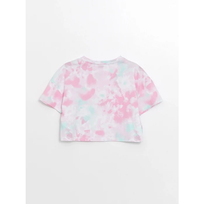 LCW Kids Karışık Bisiklet Yaka Nakışlı Kısa Kollu Kız Çocuk Tişört