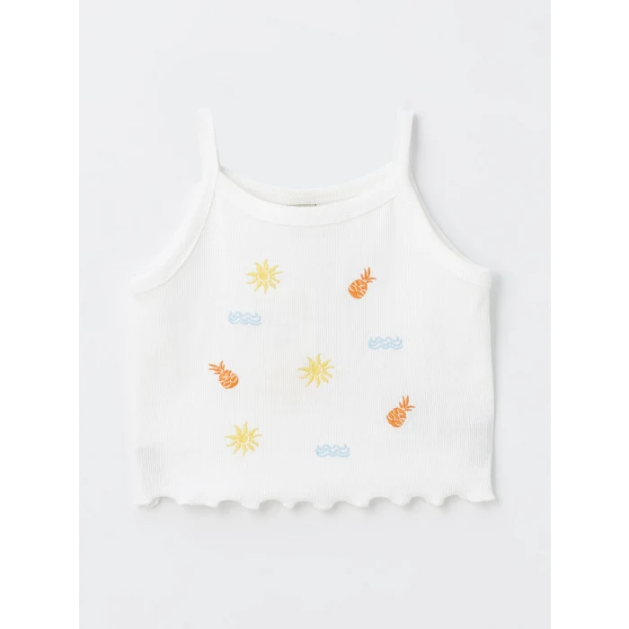 LCW Kids Beyaz Kare Yaka Kız Çocuk Crop Atlet