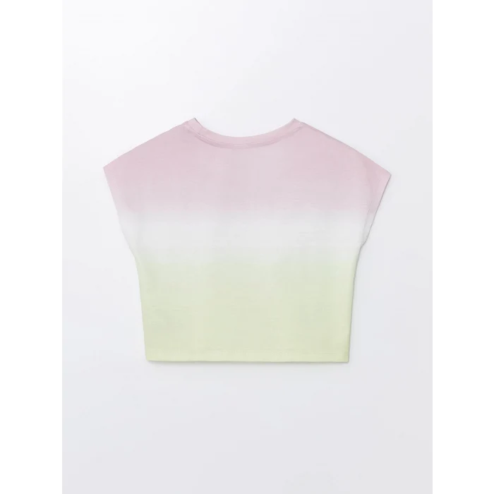 LCW Kids Karışık Bisiklet Yaka Baskılı Kısa Kollu Kız Çocuk Tişört