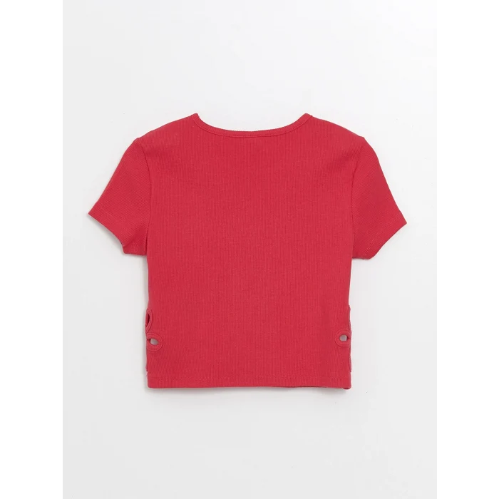 LCW Kids Fuşya Bisiklet Yaka Kısa Kollu Kız Çocuk Tişört